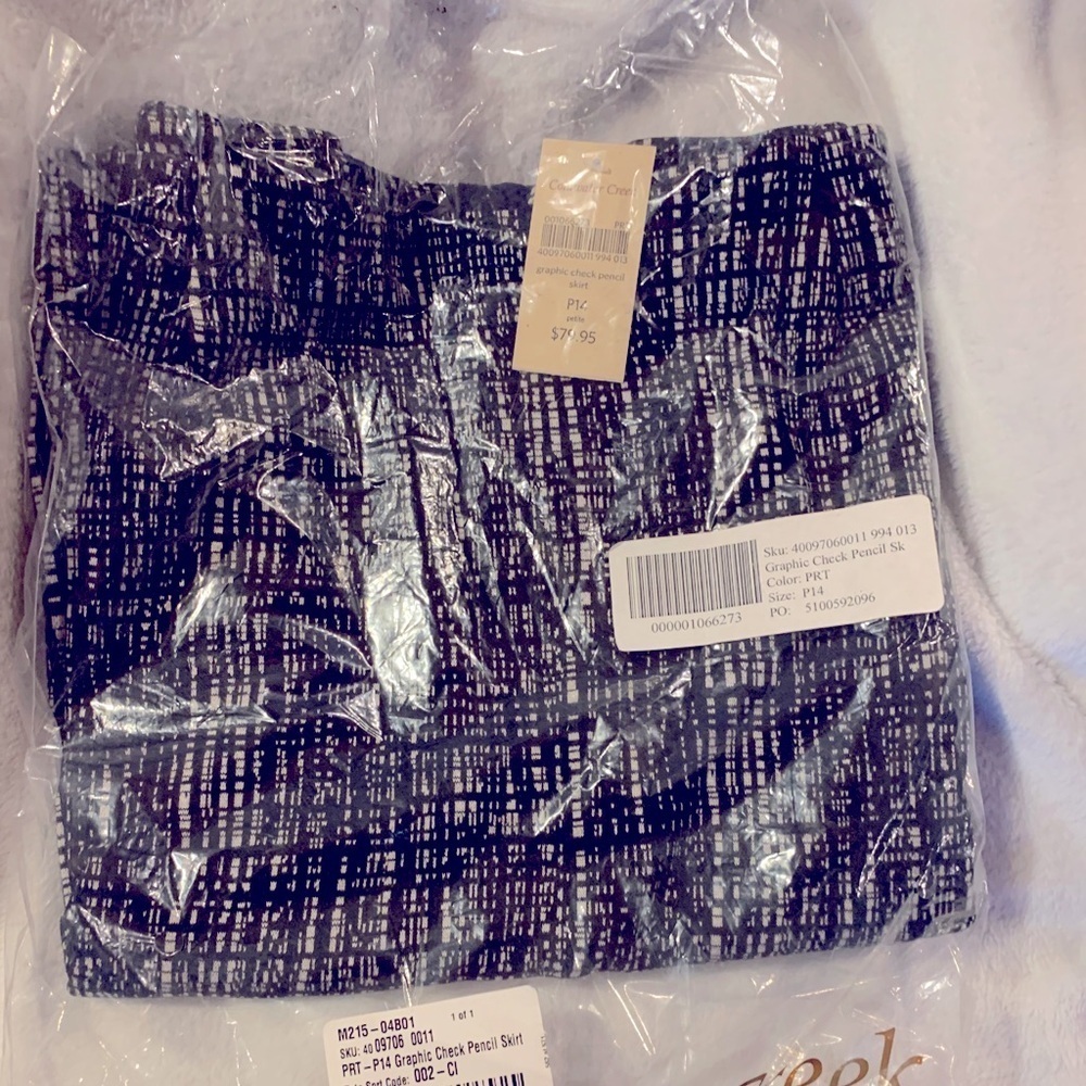 NWT Black and White Check Skirt PL Coldwater Creek